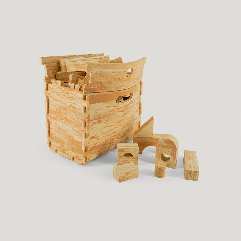 兒童軟積木-木紋款68pcs（贈收納箱）